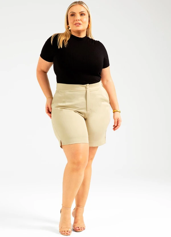 Cativa - Blusa de Manga Curta Canelada Preto 2