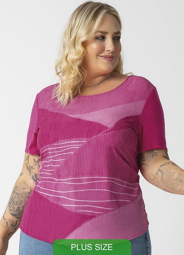 Habana - Blusa de Manga Curta Canelada Rosa