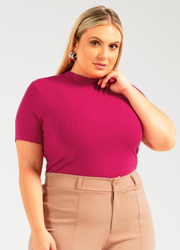 Cativa - Blusa de Manga Curta Canelada Vermelho