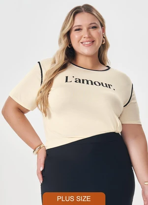 Lisamour - Blusa de Manga Curta com Estampa Frontal Preta - LISAMOUR