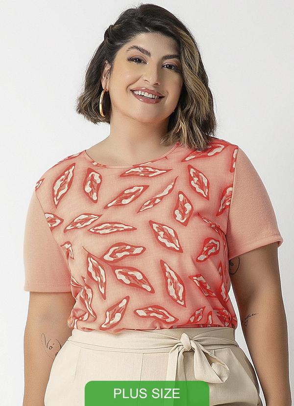 Habana - Blusa de Manga Curta Estampada Laranja
