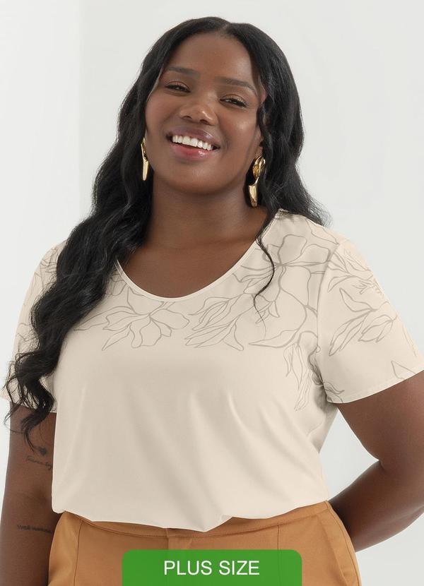 Cativa - Blusa de Manga Curta Estampada Off White