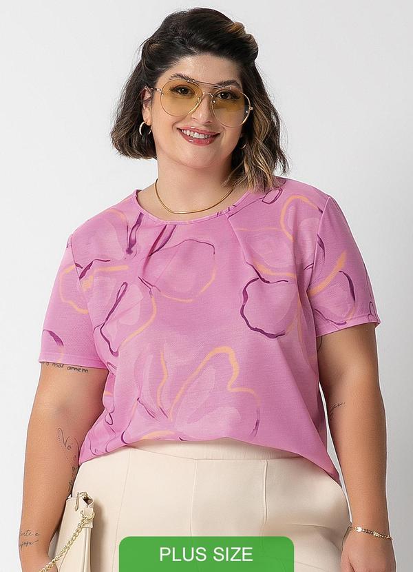 Habana - Blusa de Manga Curta Estampada Rosa