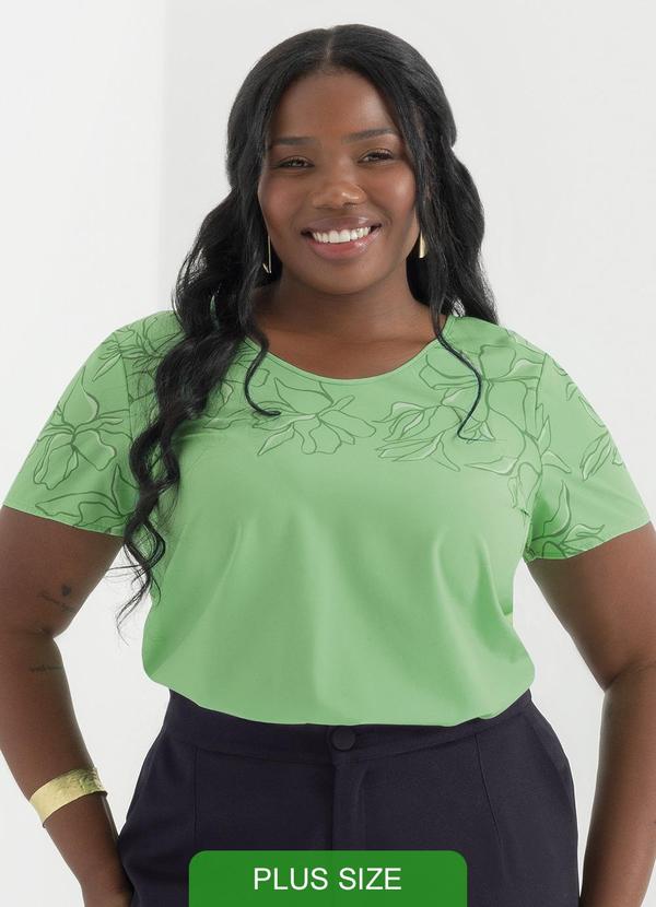 Cativa - Blusa de Manga Curta Estampada Verde