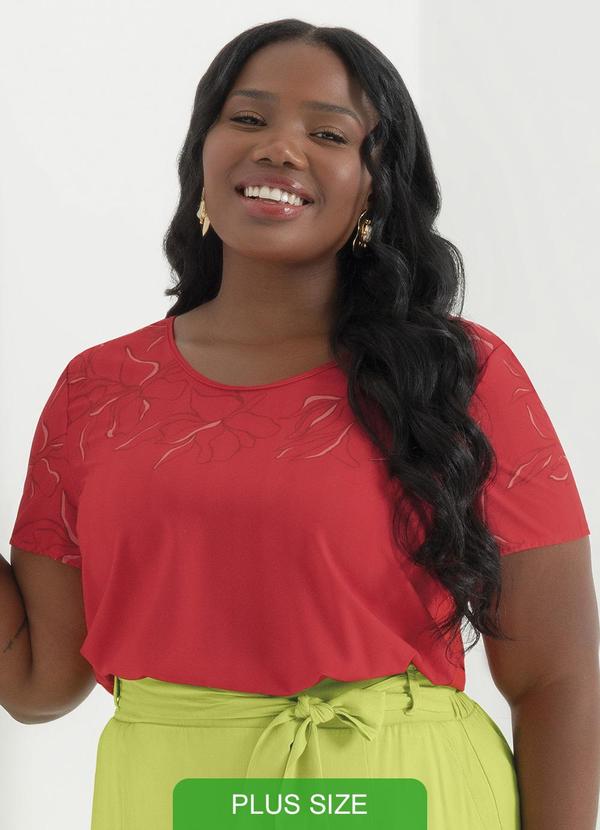 Cativa - Blusa de Manga Curta Estampada Vermelho