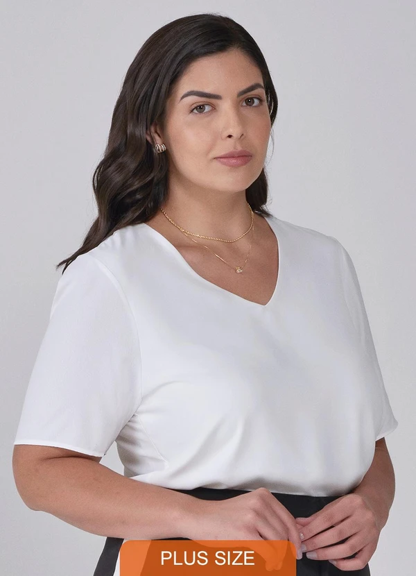 Principessa - Blusa de Manga Curta Plus Size Off White Idra