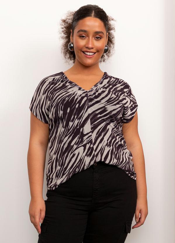 Lisamour - Blusa de Tule Animal Print Estampado