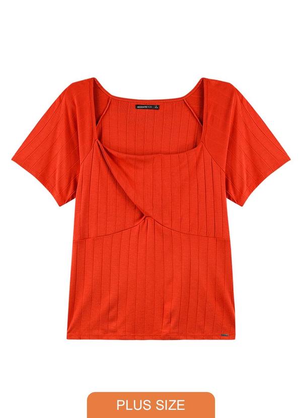 Rezzato - Blusa Decote Quadrado e Recorte Plus Laranja 1