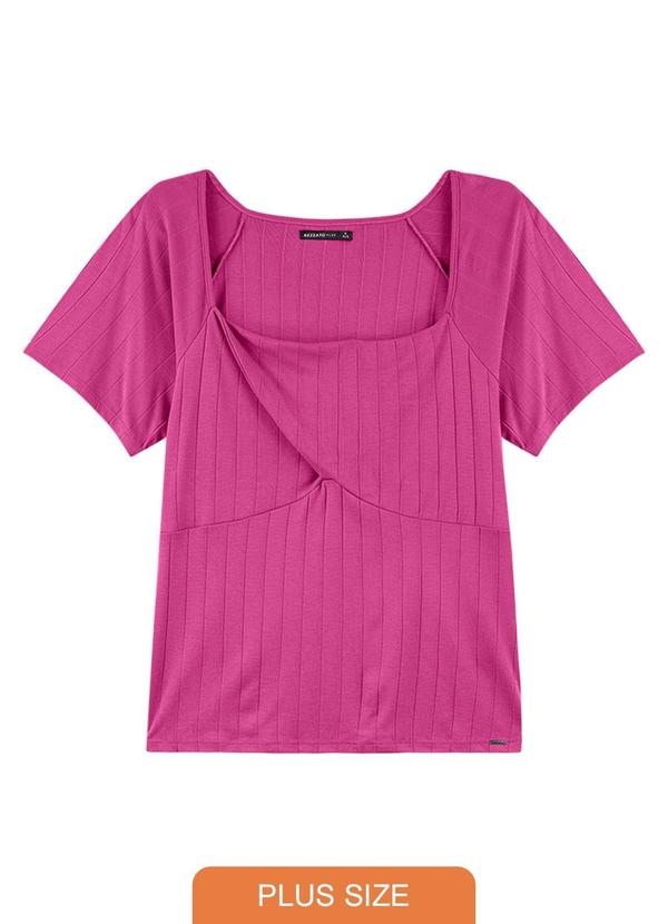 Rezzato - Blusa Decote Quadrado e Recorte Plus Size Rosa
