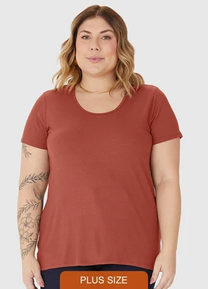 Malwee - Blusa Decote Redondo em Malha Viscose Marrom - MALWEE