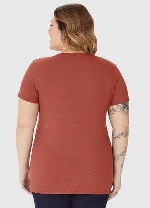 Malwee - Blusa Decote Redondo em Malha Viscose Marrom - MALWEE