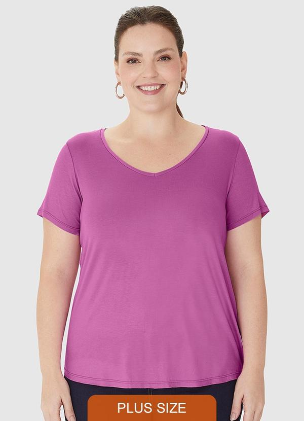 Malwee - Blusa Decote V Barra Mullet em Viscose Roxo