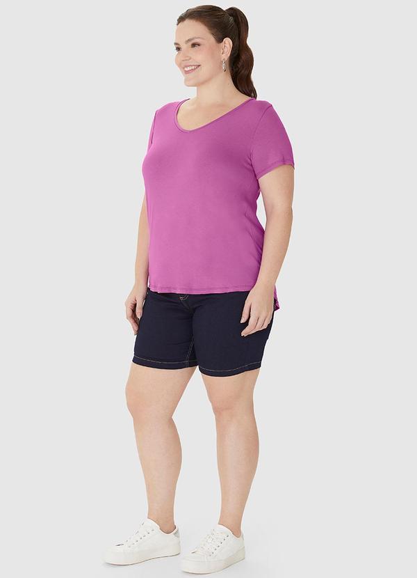 Malwee - Blusa Decote V Barra Mullet em Viscose Roxo 3