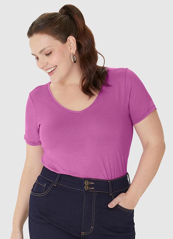 Malwee - Blusa Decote V Barra Mullet em Viscose Roxo 4