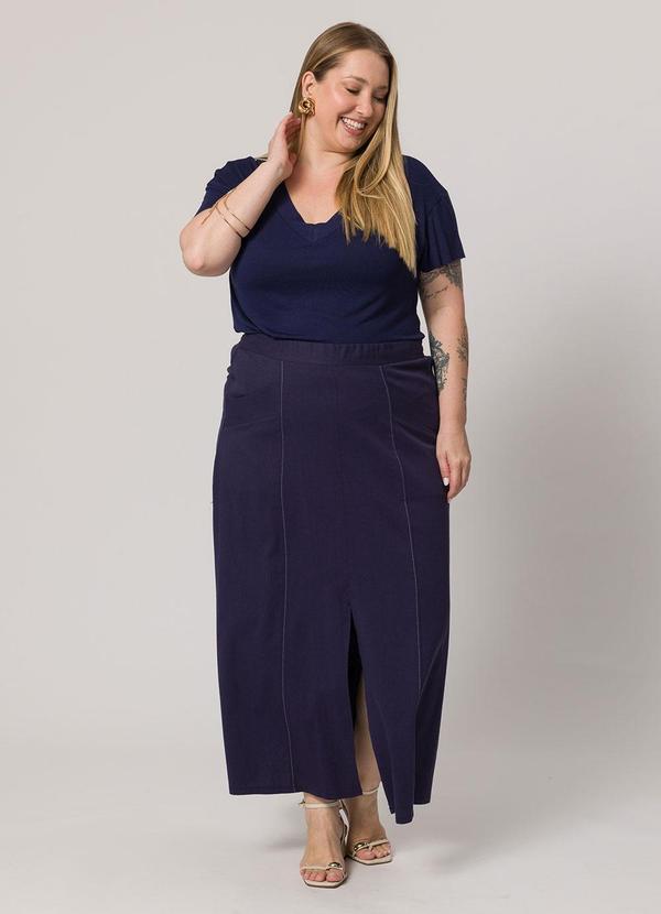 Lisamour - Blusa Decote V de Manga Curta Azul 2