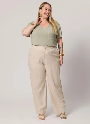 Lisamour - Blusa Decote V de Manga Curta Verde - LISAMOUR