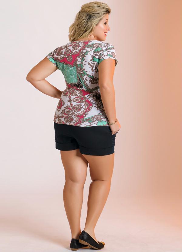 Marguerite - Blusa Decote V Estampa Lenço Plus Size 4