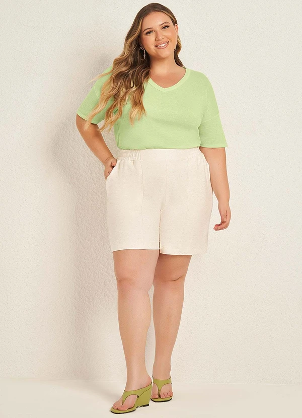 Lisamour - Blusa Decote V Manga Curta Verde 2