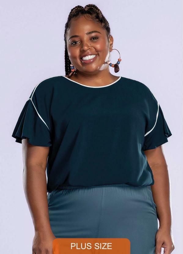 Maelle - Blusa Detalhe Contraste Azul