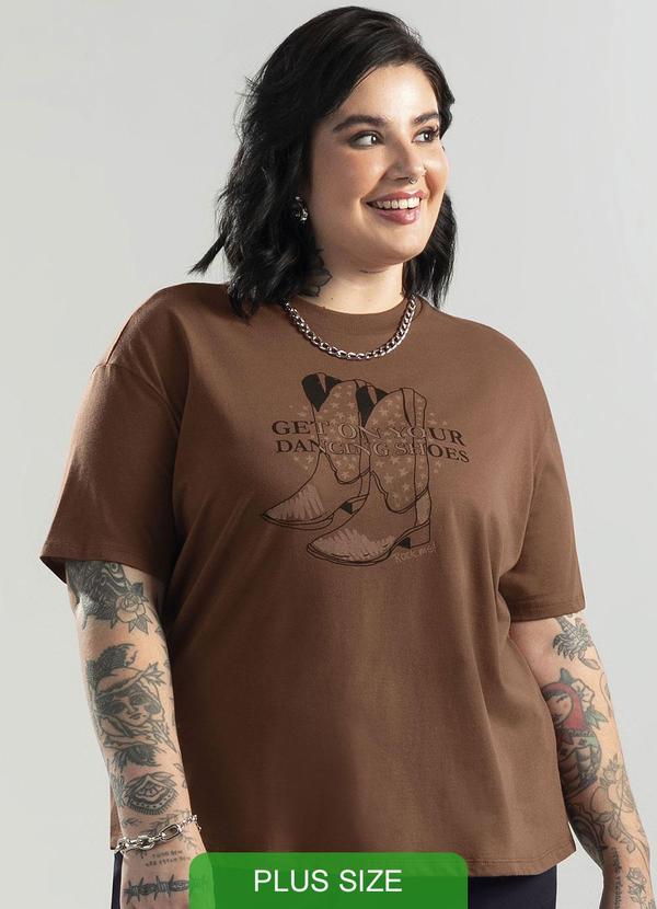 Cativa - Blusa em Malha Comfort Estampada Marrom