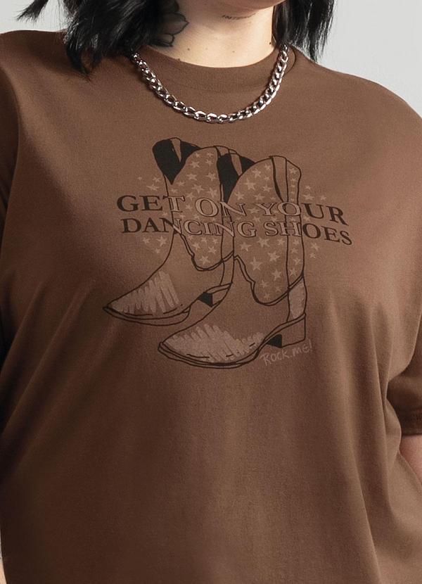 Cativa - Blusa em Malha Comfort Estampada Marrom 3