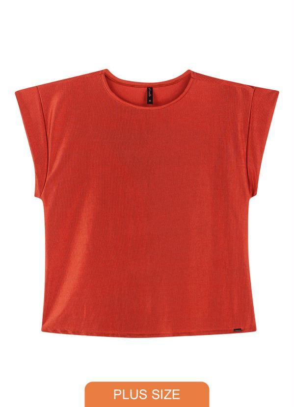 Maelle - Blusa em Malha de Brilho Laranja