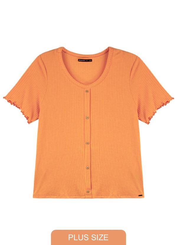 Rezzato - Blusa em Ribana com Botões Adulto Plus Laranja