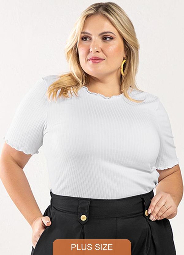 Rezzato - Blusa em Ribana Style Plus Feminino Branco