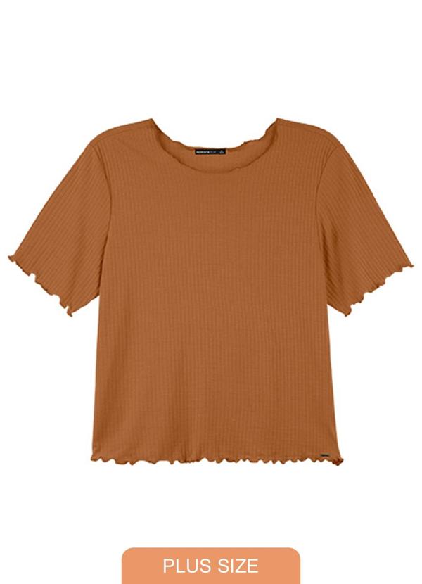 Rezzato - Blusa em Ribana Style Plus Feminino Marrom