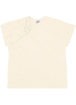 Malwee - Blusa em Viscolinho com Torção PlusOff White - MALWEE