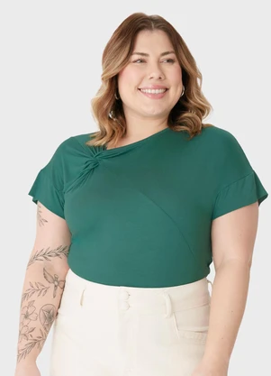 Malwee - Blusa em Viscolinho com Torção PlusVerde  - MALWEE