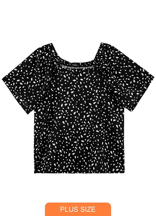 Outlet - Blusa Estampa Minimalista Adulto Plus Preto