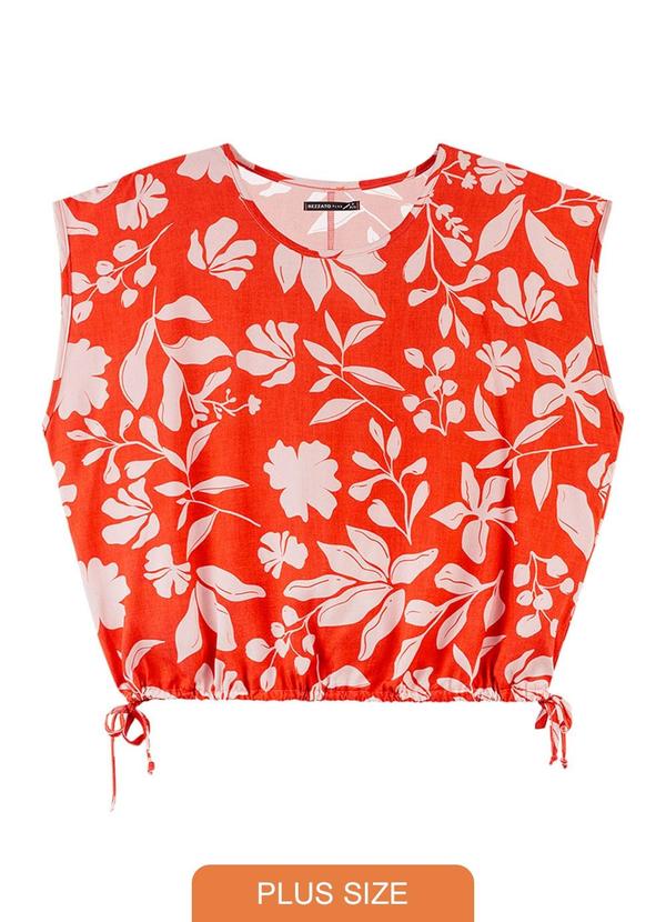 Rezzato - Blusa Estampada Abstrata com Ajuste Plus Laranja