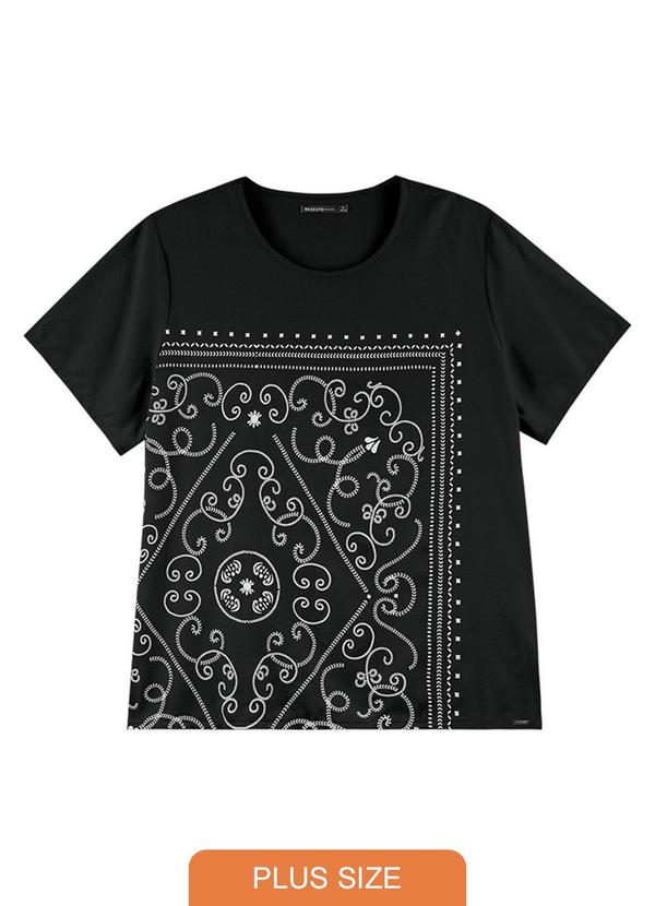 Rezzato - Blusa Estampada Adulto Plus Size Feminino Preto