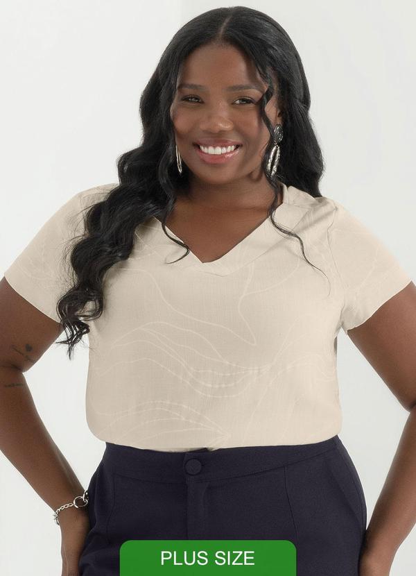 Cativa - Blusa Estampada com Decote em V Off White