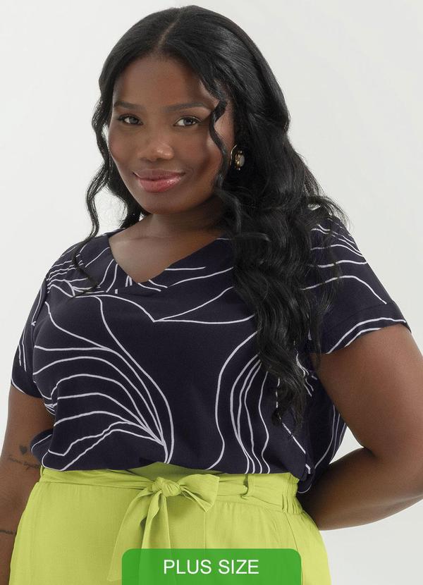 Cativa - Blusa Estampada com Decote em V Preto