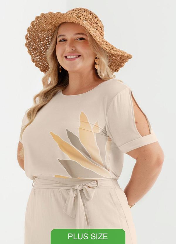 Cativa - Blusa Estampada com Recorte Off White
