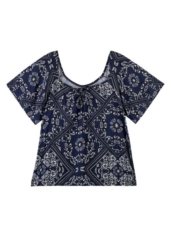 Rezzato - Blusa Estampada Gola Ampla Adulto Plus Size Azul 3
