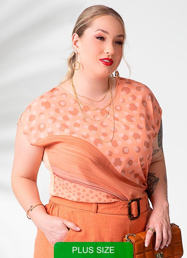Habana - Blusa Estampada Plus Size Laranja