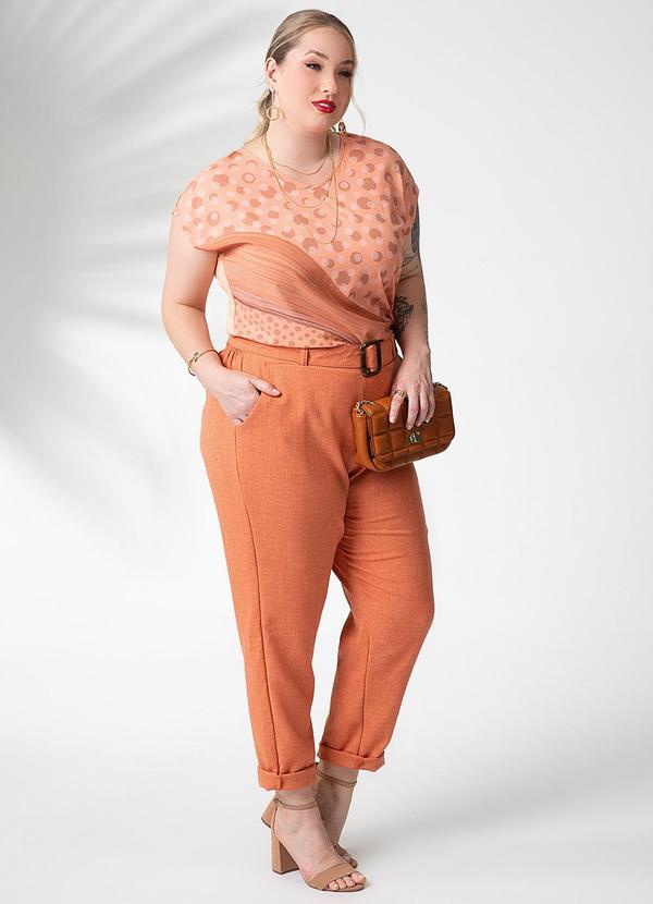 Habana - Blusa Estampada Plus Size Laranja 2