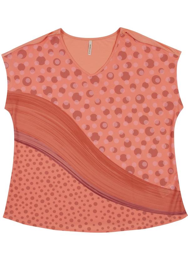 Habana - Blusa Estampada Plus Size Laranja 3