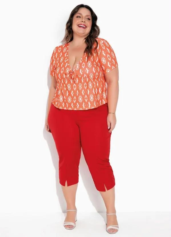 Marguerite - Blusa Étinica com Franzido e Amarração Plus Size 2