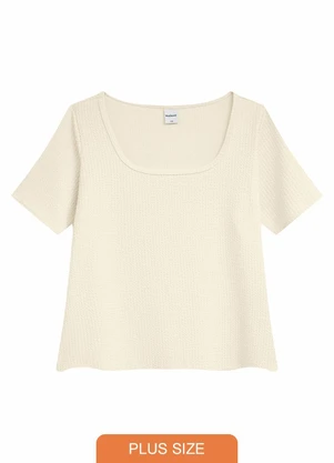 Malwee - Blusa Evasê Texturizada Plus Off White - MALWEE