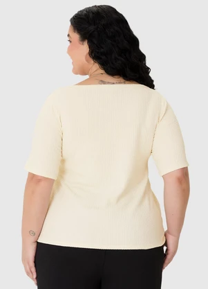 Malwee - Blusa Evasê Texturizada Plus Off White - MALWEE