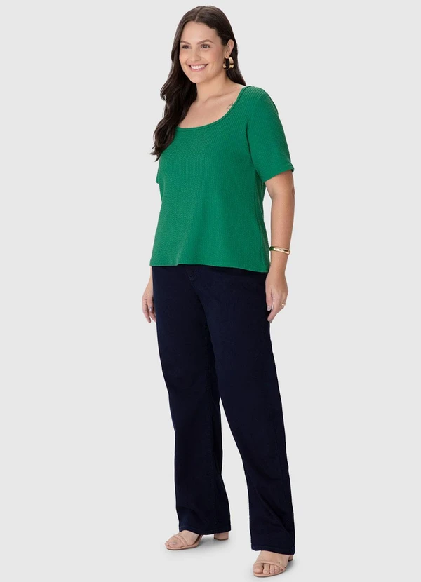 Malwee - Blusa Evasê Texturizada Plus Verde 2