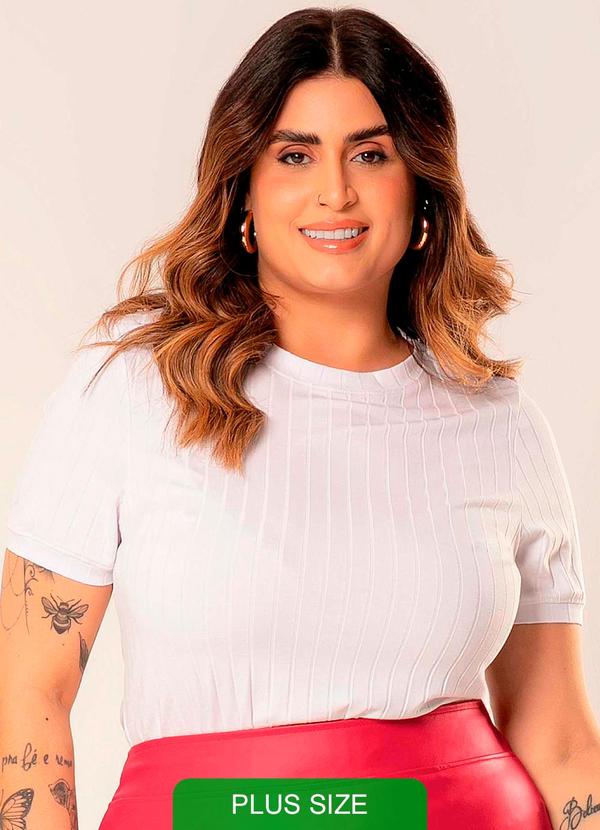 Cativa - Blusa Feminina Canelada com Gola Plus Branco