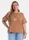 Secret Glam - Blusa Feminina com Bordado Marrom - variação: Marrom