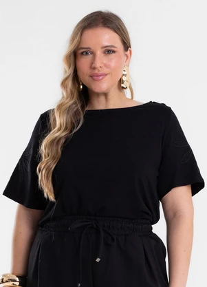 Secret Glam - Blusa Feminina com Bordado Preto - SECRET GLAM