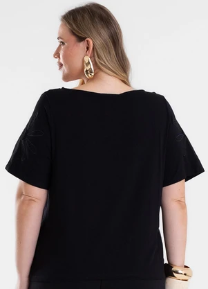 Secret Glam - Blusa Feminina com Bordado Preto - SECRET GLAM