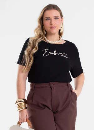 Secret Glam - Blusa Feminina com Bordado Preto - SECRET GLAM